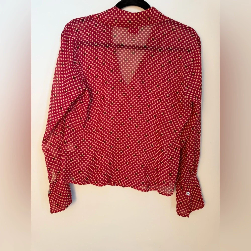 Johnny Was Silk Polka Dot Blouse Size Small Tear / Repair Needed - Picture 2 of 9